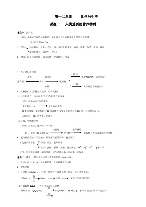 (完整版)初三化学与生活知识点详细总结