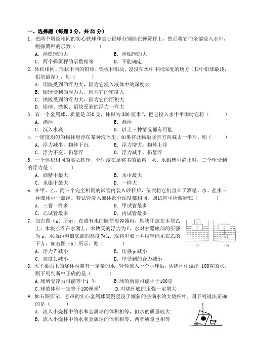 初二科学浮力竞赛题 