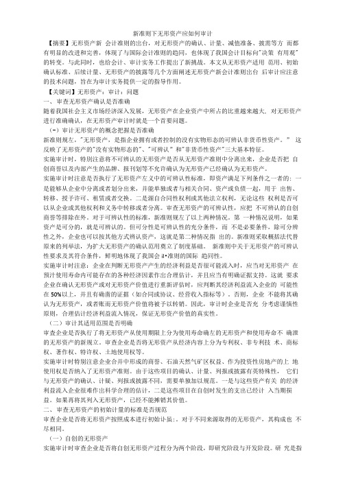 新准则下无形资产应如何审计