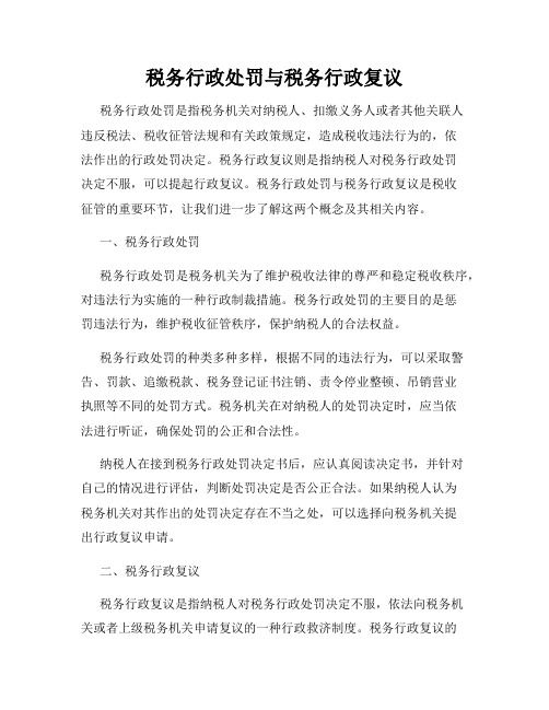 税务行政处罚与税务行政复议