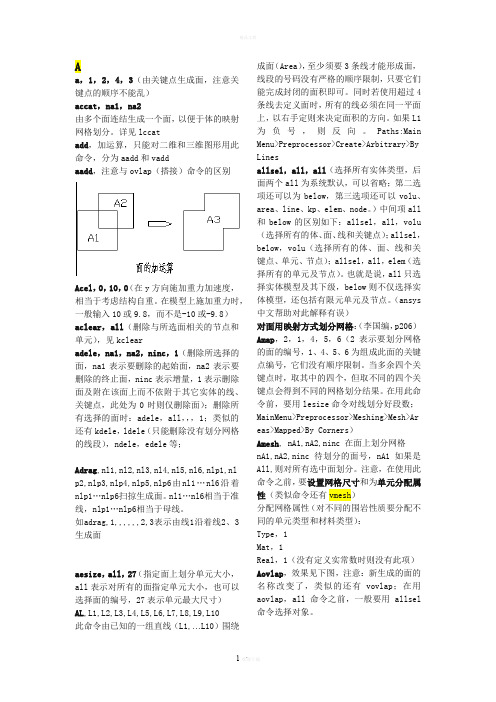 ANSYS的最常用的命令解释