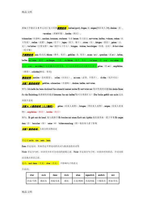 最新新编大学德语-二外复习资料