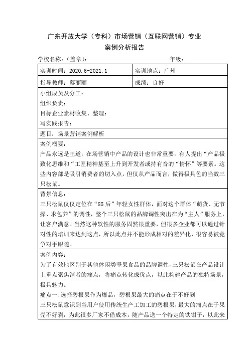 广东开放大学市场营销实践报告