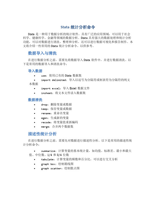 Stata统计分析命令