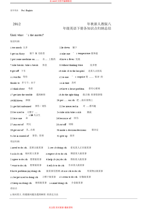 精编新人教版八年级英语下册各知识点归纳总结