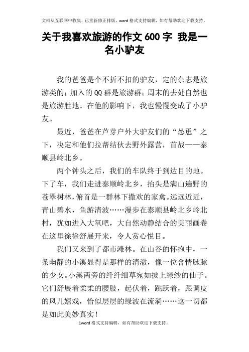 关于我喜欢旅游的作文600字我是一名小驴友