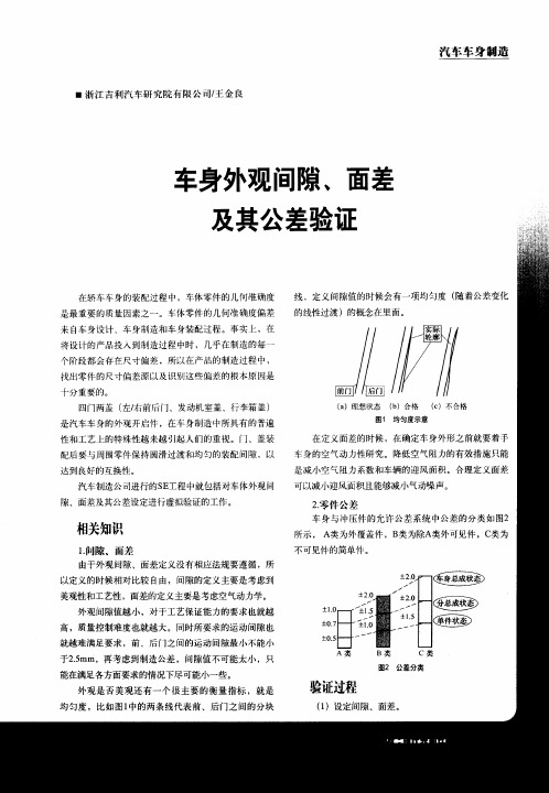 车身外观间隙、面差及其公差验证