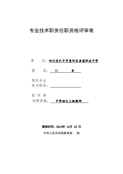 新版专业技术职务任职资格评审表