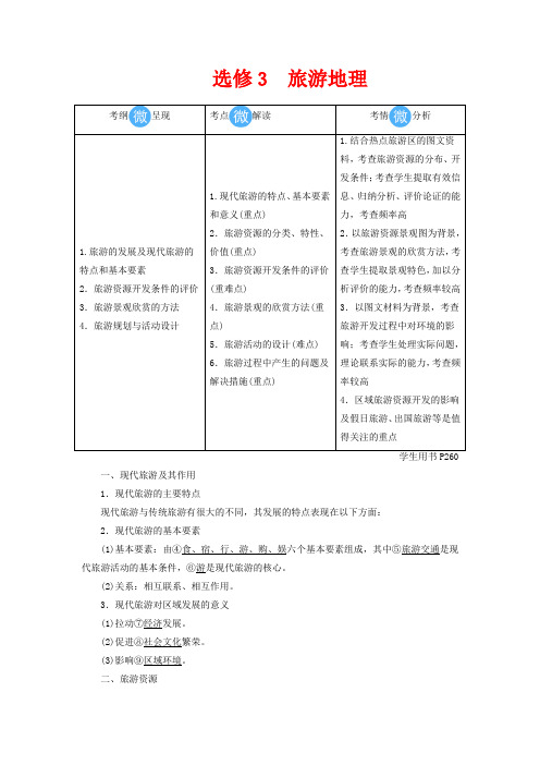 高考地理总复习 选修地理 旅游地理讲义(含解析)新人教版选修3-新人教版高三选修3地理教案