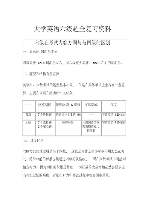 大学英语六级精华版复习资料