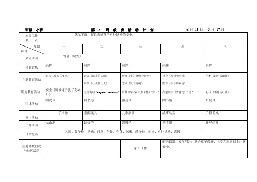 幼儿园小班第三周周计划 (2)