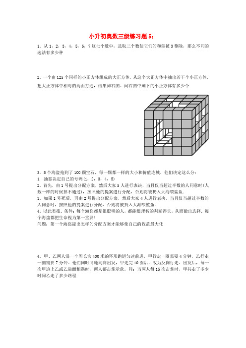 小升初奥林匹克数学三级练习题5