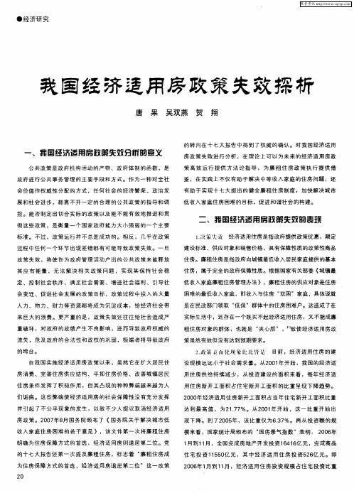 我国经济适用房政策失效探析