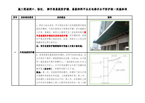 《施工现场洞口、临边、 脚手架悬挑防护棚、悬挑卸料平台及电梯井水平防护统一实施标准》(第一版)