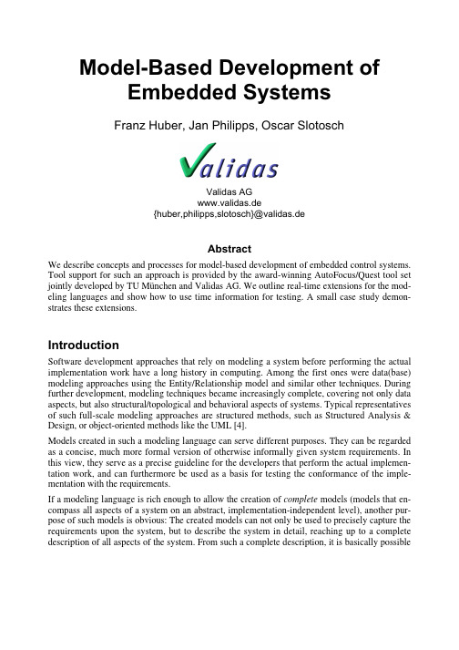 Model-Based Development of Embedded Systems