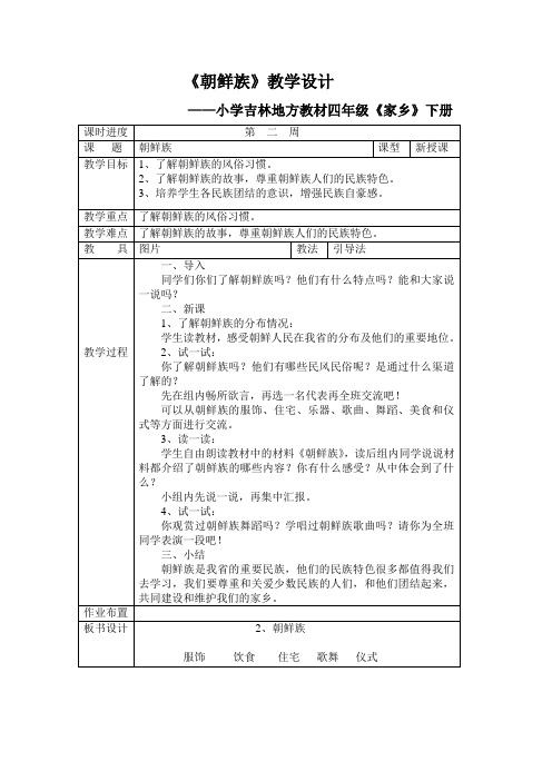 《朝鲜族》教学设计