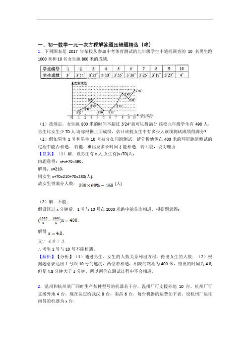 【精选】七年级一元一次方程单元培优测试卷