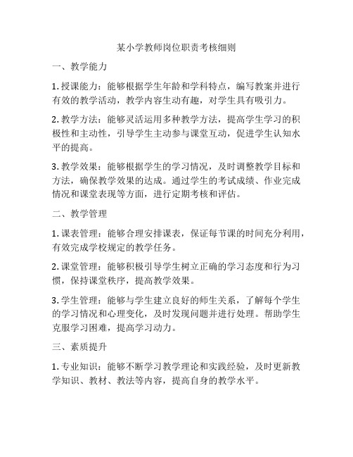 某小学教师岗位职责考核细则