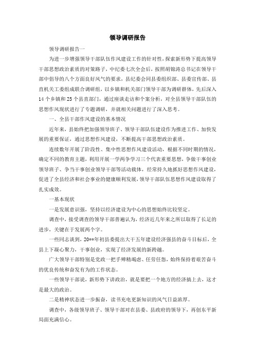 报告总结-领导调研报告 精品