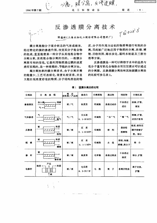 反渗透膜分离技术