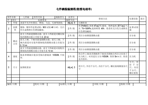 七件碗检验规范(轻型电动车)