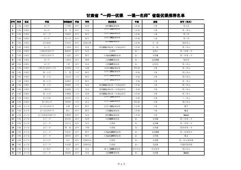 甘肃省“一师一优课 一课一名师”省级优课推荐名单