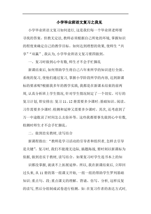 小学毕业班语文复习之我见