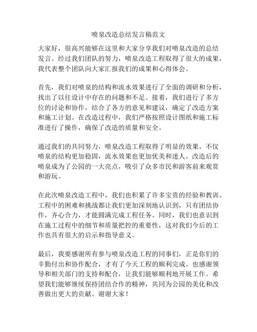 喷泉改造总结发言稿范文