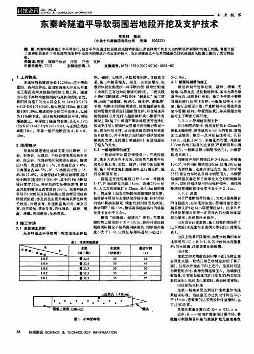 东秦岭隧道平导软弱围岩地段开挖及支护技术