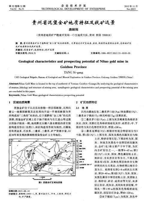 贵州省泥堡金矿地质特征及找矿远景