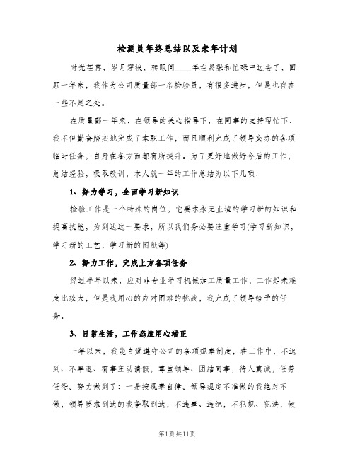 检测员年终总结以及来年计划(五篇)