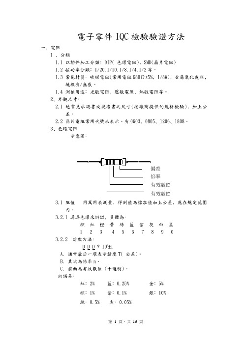 电子零件IQC检验验证方法