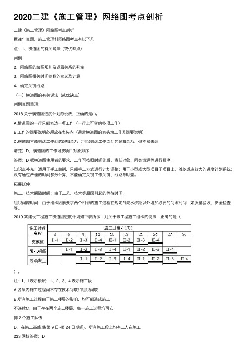 2020二建《施工管理》网络图考点剖析