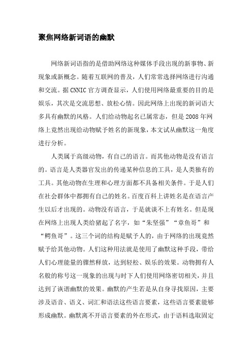 聚焦网络新词语的幽默-文档