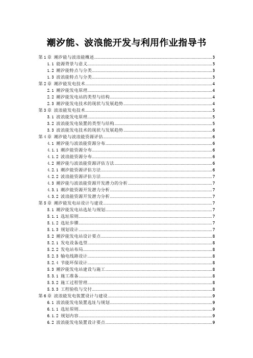 潮汐能、波浪能开发与利用作业指导书