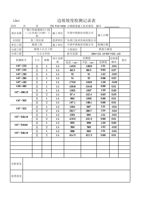 边坡坡度检测记录 表