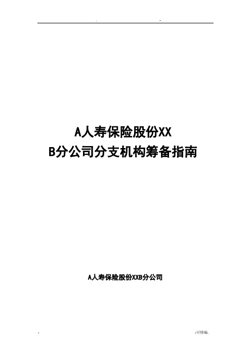 保险公司分支机构筹备指南