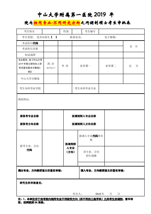 中山大学附属第一医院2019年