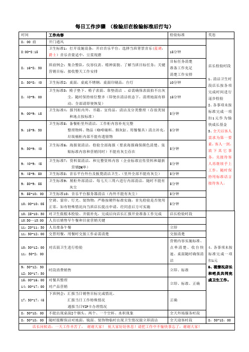 咖啡厅的工作及服务作业流程