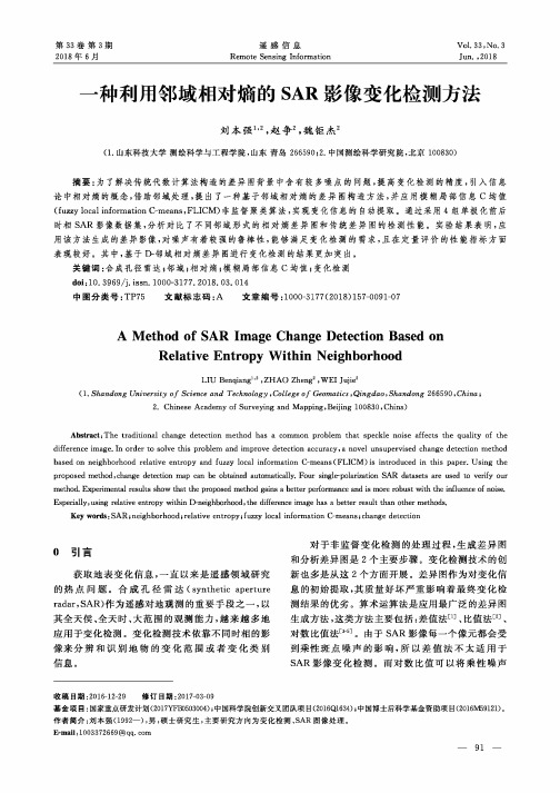 一种利用邻域相对熵的SAR影像变化检测方法