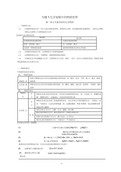 (完整)高中化学苏教版必修1_知识点全面总结,推荐文档