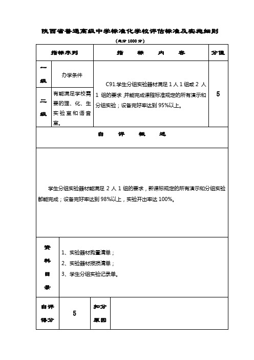 创建省级标准化高中材料-评估表(正式)-C091