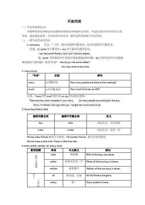 初中英语语法 不定代词 讲义