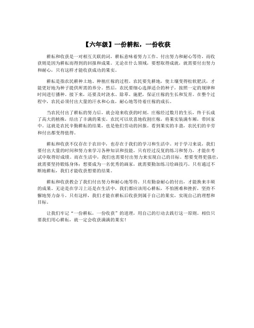 【六年级】一份耕耘,一份收获