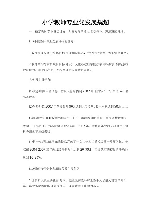 小学教师专业化发展规划培训资料12