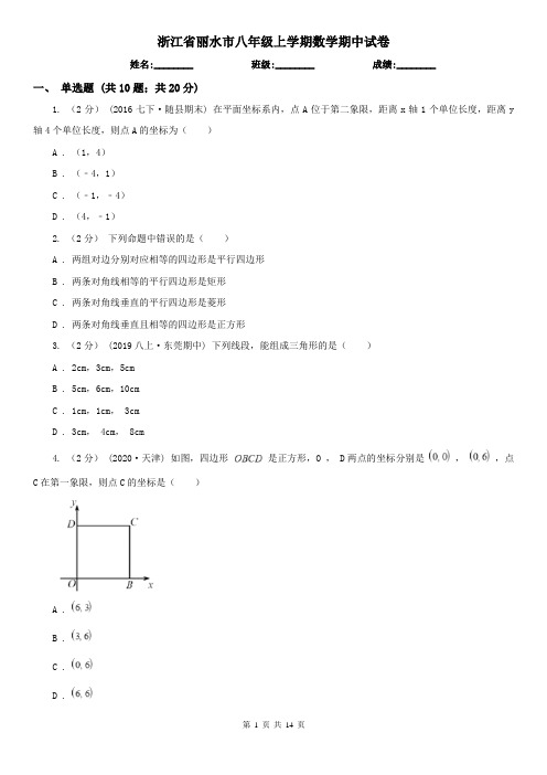 浙江省丽水市八年级上学期数学期中试卷