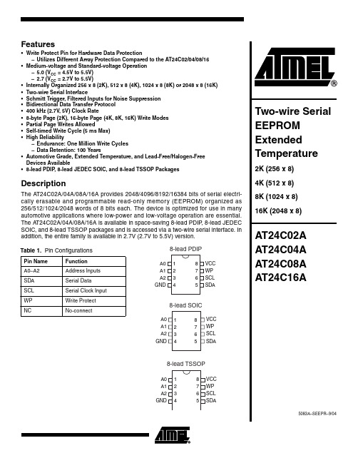 AT24C08A-10PE-2.7中文资料