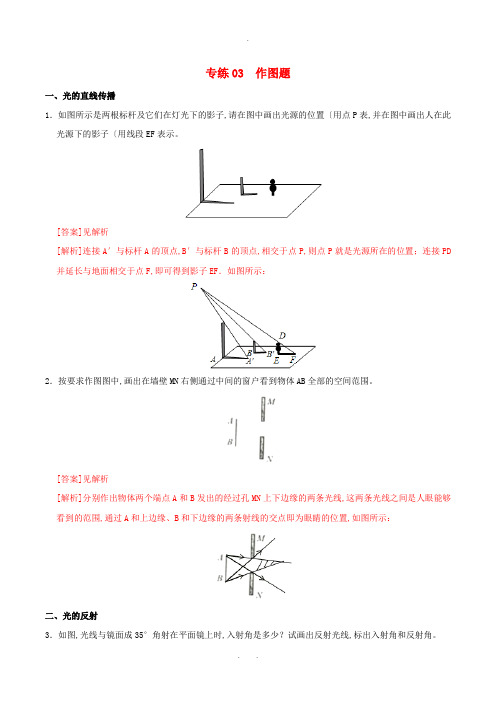 2020年中考物理声光热学考点专练03作图题含解析