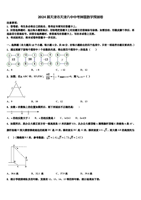 2024届天津市天津八中中考押题数学预测卷含解析