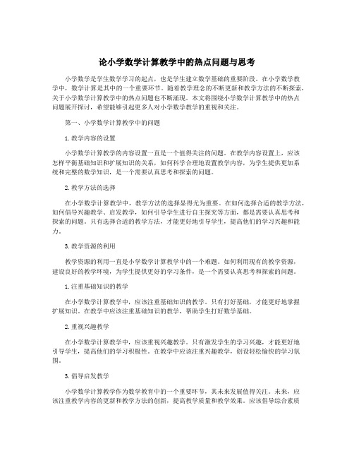 论小学数学计算教学中的热点问题与思考